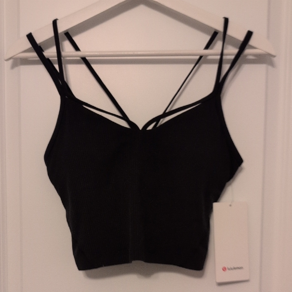NWT lululemon athletica Double Strap Black Aligh Longline Bra - Unique Style!